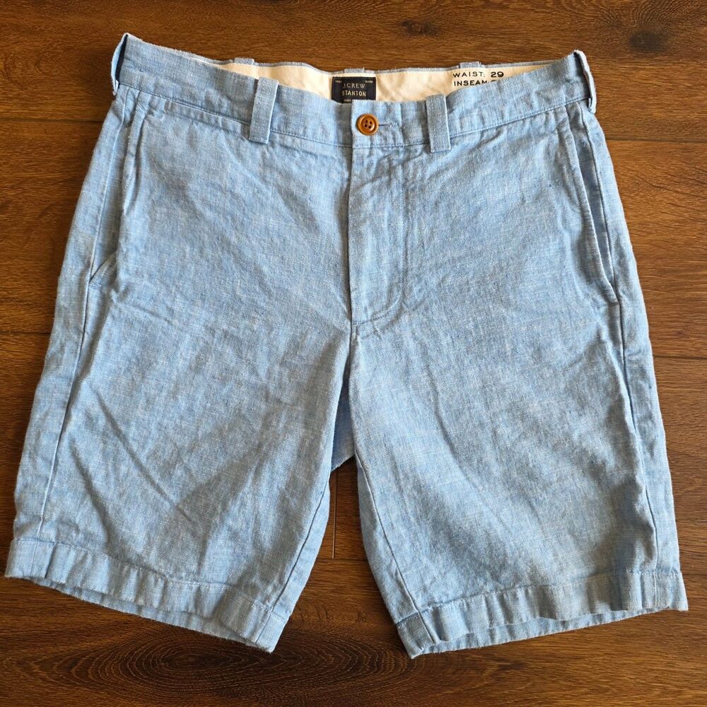 J Crew Shorts Mens 29 Light Blue Stanton Baird McNutt Irish Linen Preppy Beach